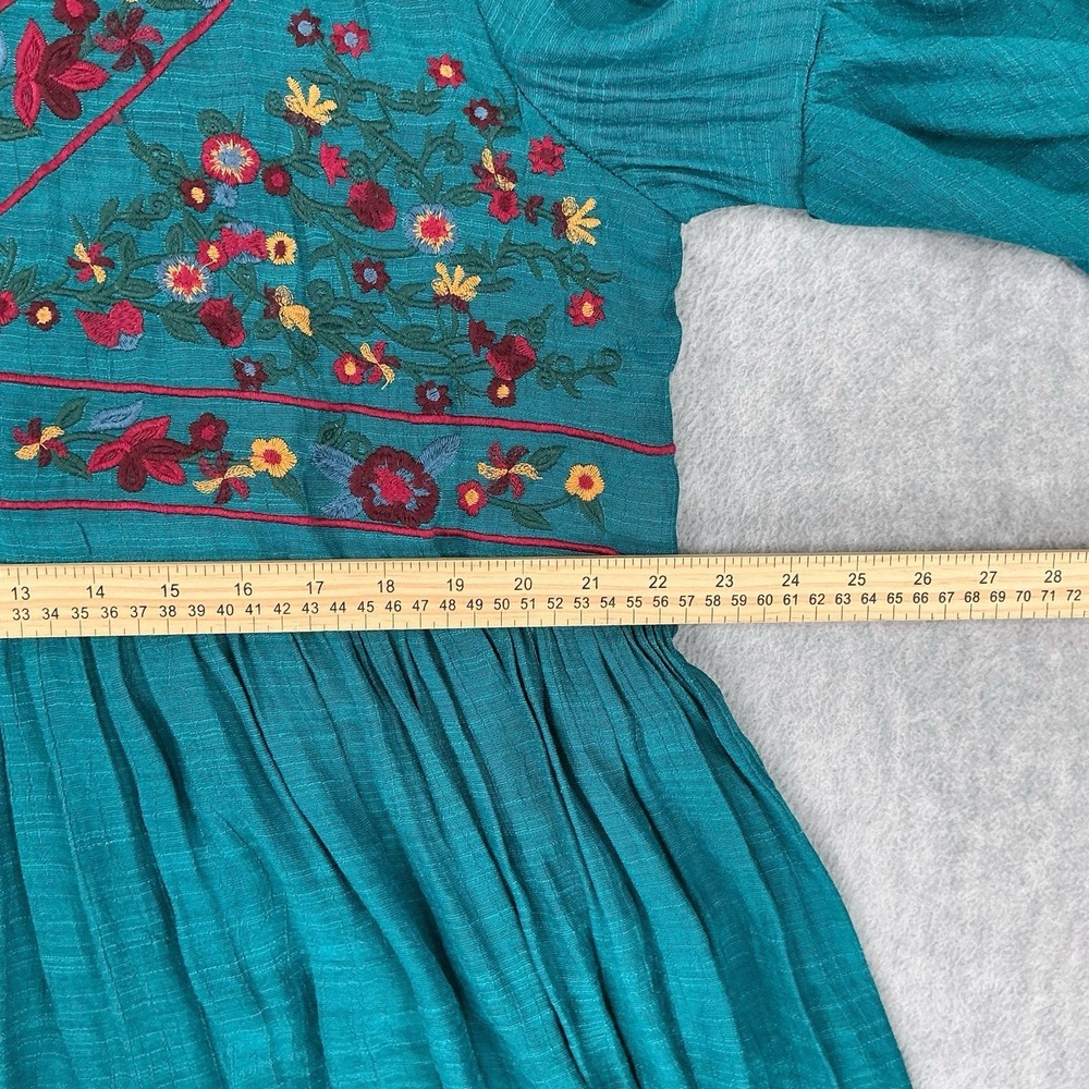 Umgee Tunic Women 1XL Turquoise Green Embroidered Boho Flowy Dress - Picture 13 of 16